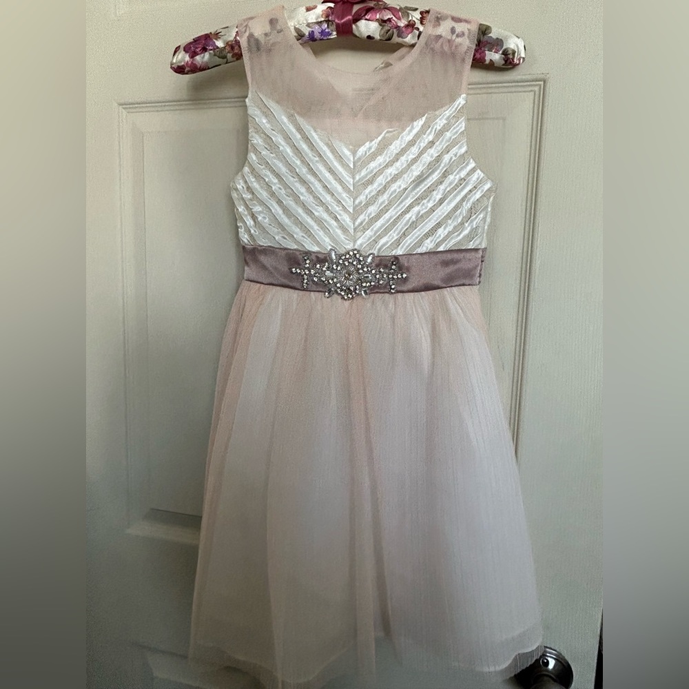 Rare Editions girls sheer/ rhinestone dress size 8